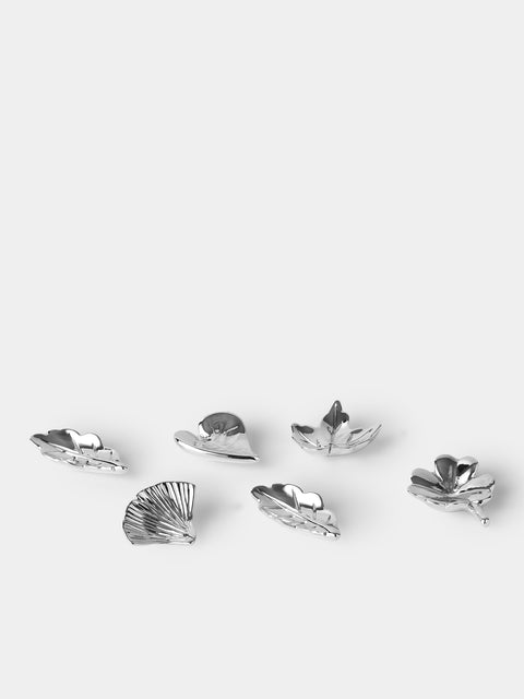 Ercuis - | Set of 6 | Leaf Silver-Plated Place Card Holders - Silver - ABASK - 
