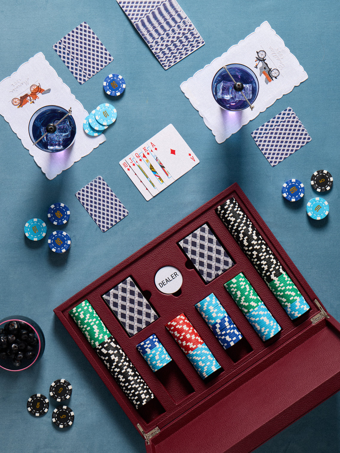Belotier - Leather Poker Set - Burgundy - ABASK