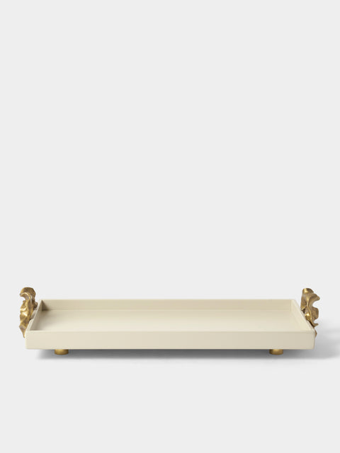 Viya - Saffron Lacquered Wood Vanity Tray (16.5in/42cm) - Ivory - ABASK - 