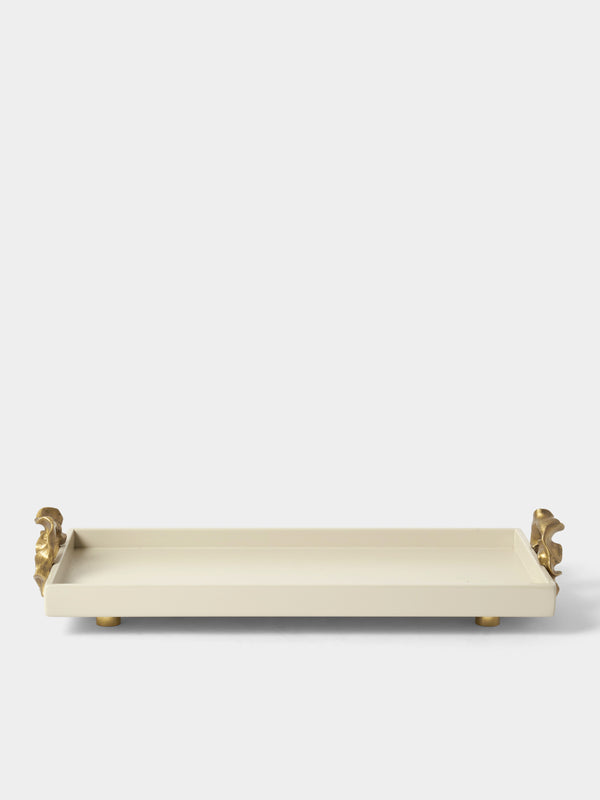 Viya - Saffron Lacquered Wood Vanity Tray (16.5in/42cm) - Ivory - ABASK - 