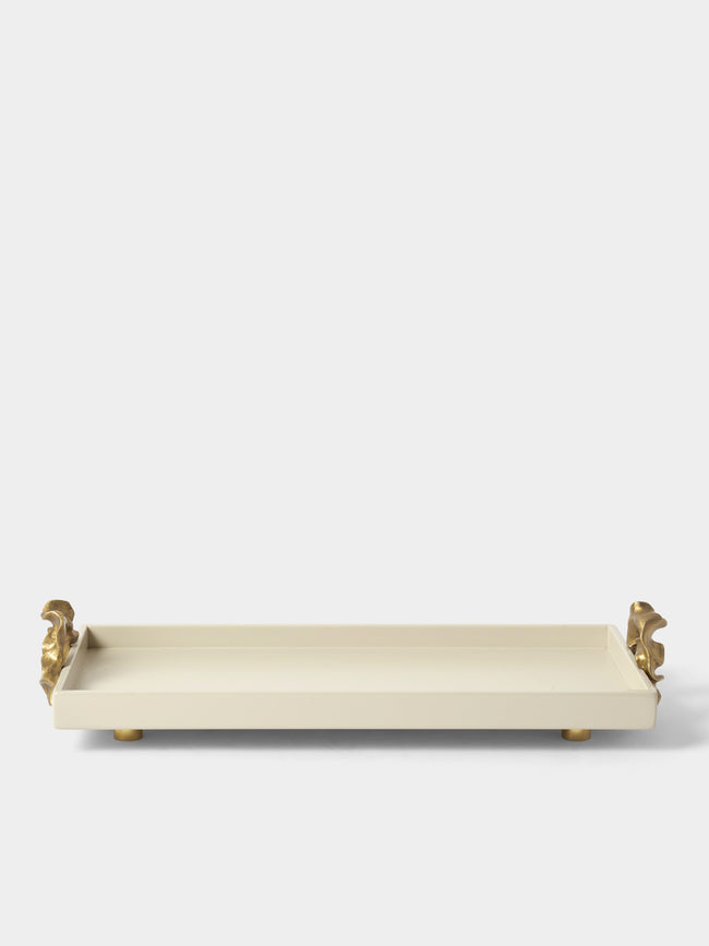 Viya - Saffron Lacquered Wood Vanity Tray (16.5in/42cm) - Ivory - ABASK - 