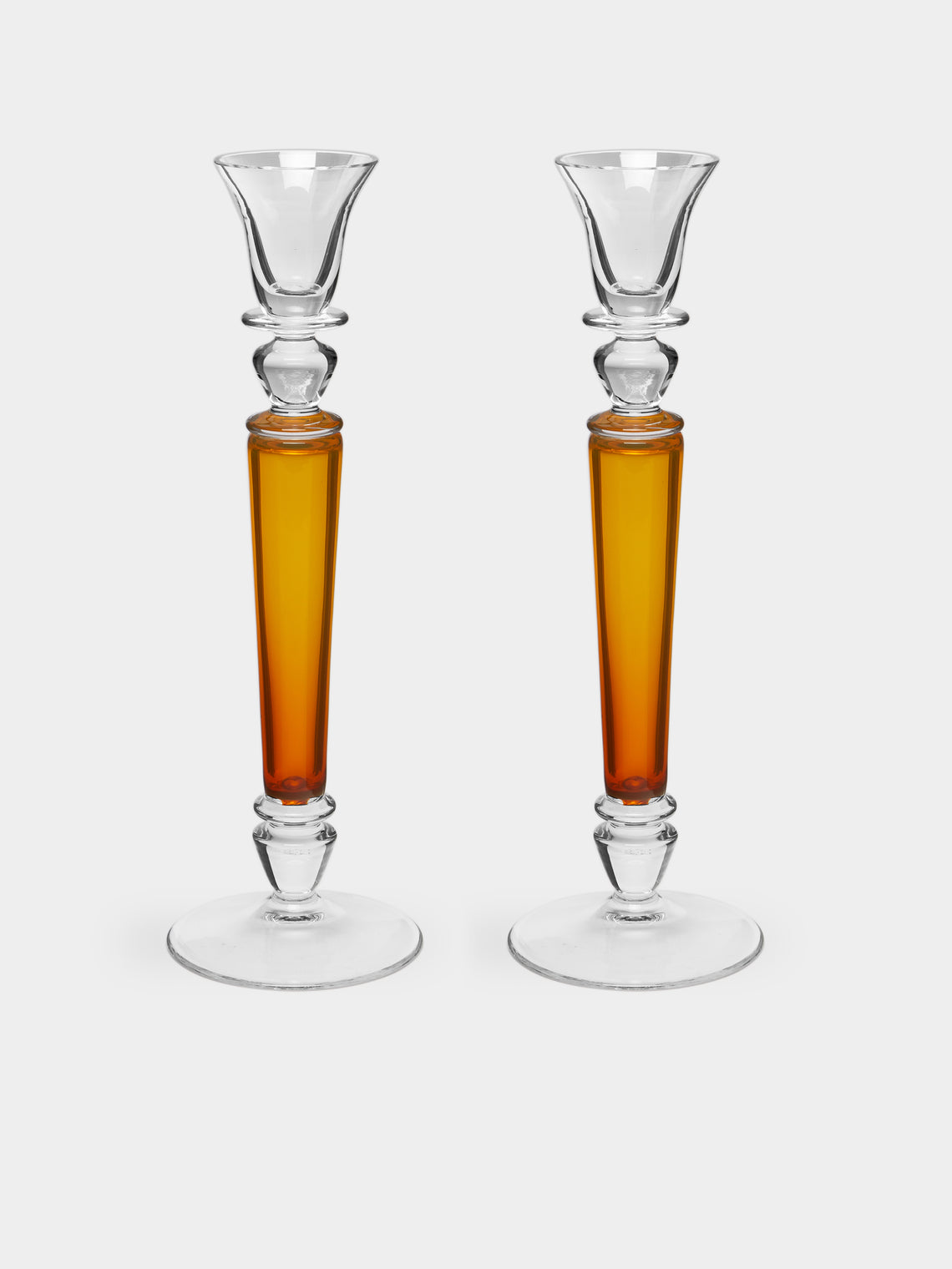 Theresienthal - Memphis Hand-Blown Crystal Candlestick (Set of 2) - Amber - ABASK