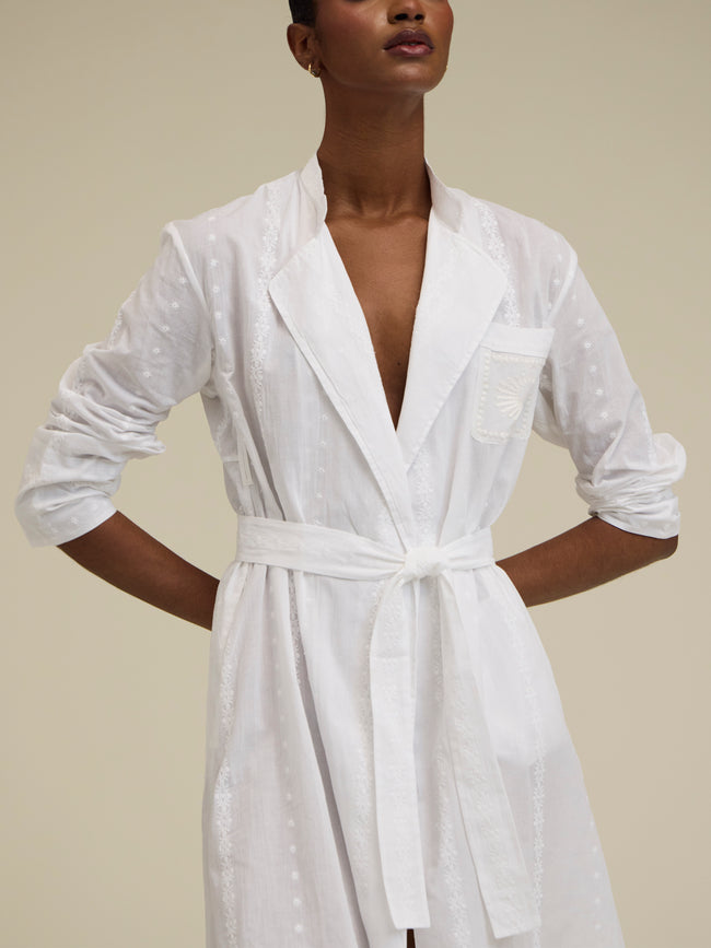 Thierry Colson - The Sacha Cotton Robe - White - ABASK