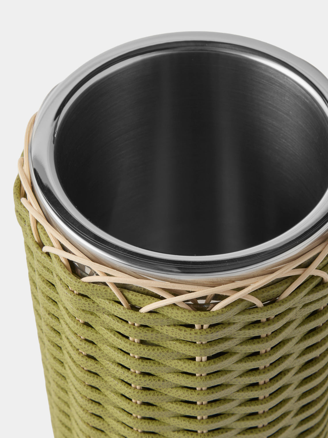 Pigment France - Menton Leather and Rattan Bottle Cooler - Green - ABASK