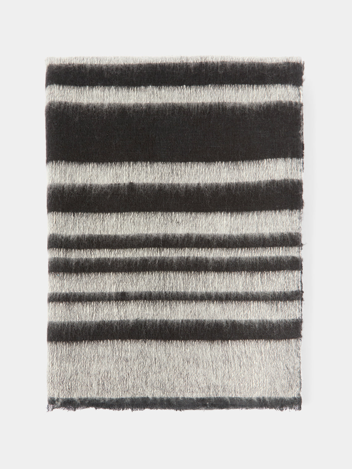 Denis Colomb - Dolpo Striped Nomad Cashmere and Cotton Throw (79in/2m) - Gray - ABASK