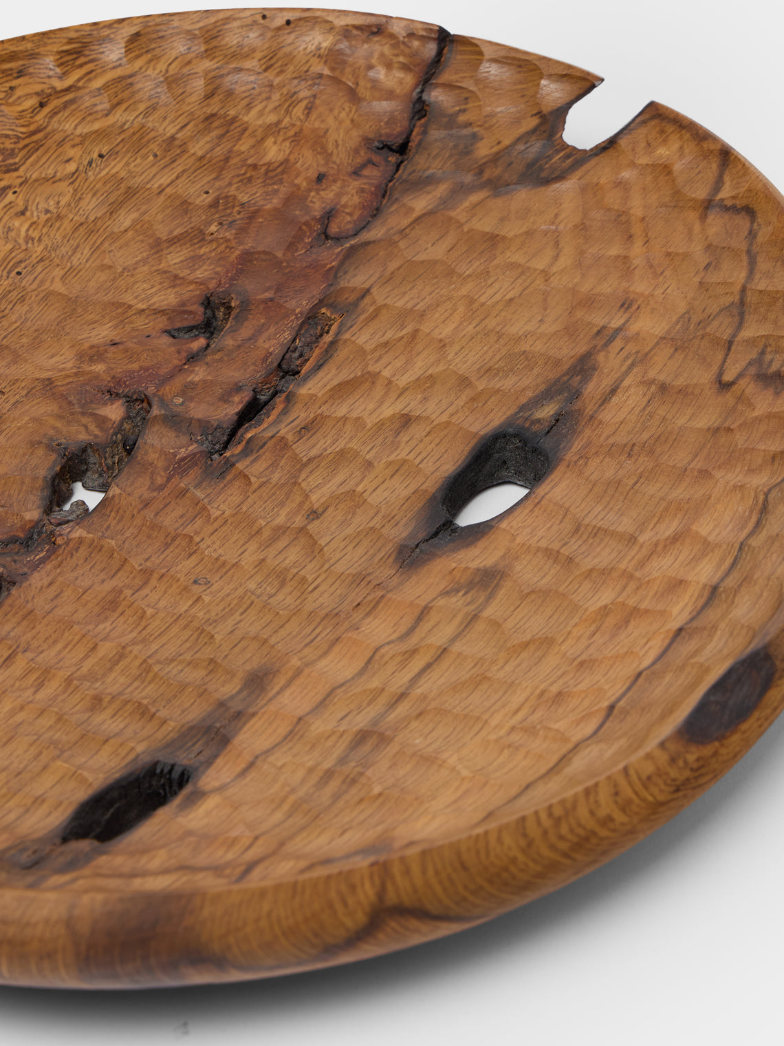 Thursday Furniture - Hand-Turned White Oak Carved Platter - Brown - ABASK