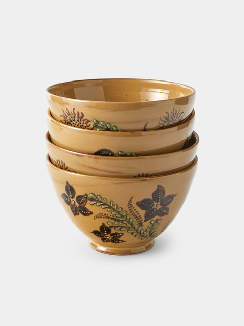 Poterie d’Évires - Flowers Hand-Painted Ceramic Grand Bowls (Set of 4) - Cream - ABASK - 