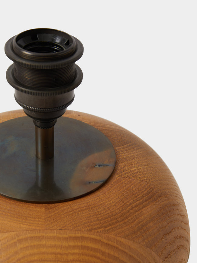 Aimee Betts - Ricasso Barrel Oak and Leather Short Table Lamp - Brown - ABASK