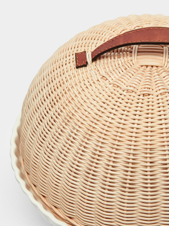 Mila Maurizi - Handwoven Wicker and Ceramic Domed Cake Stand -  - ABASK