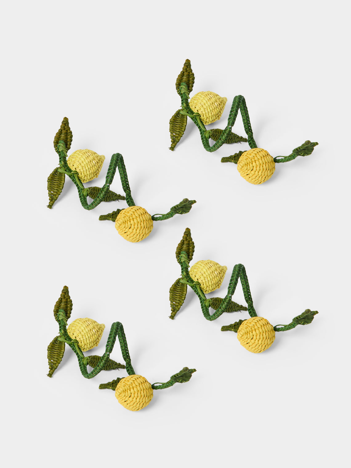 Artesanías del Atlántico - | Set of 4 | Lemons Handwoven Palm Napkin Rings - Yellow - ABASK - 