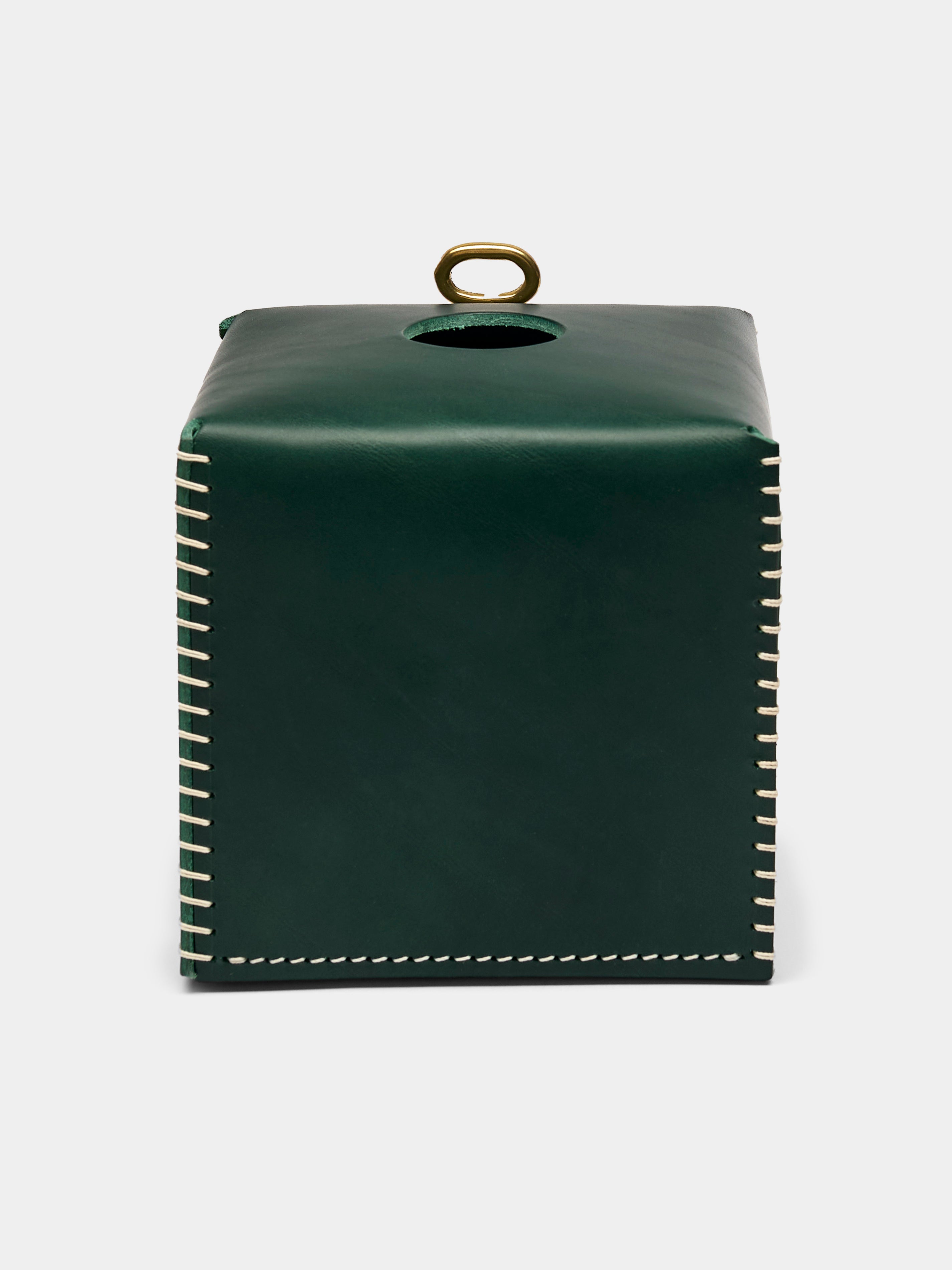 Eyelt Box Green Eyelet Leather Tissue Box by Otzi Studio | ABASK
