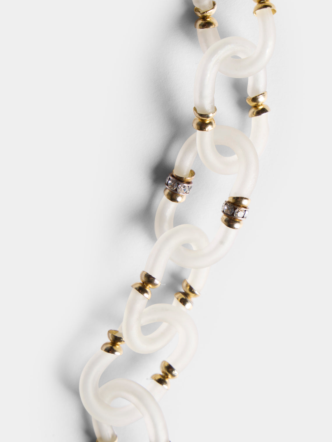 Mahnaz Collection - Vintage 1960s Archimede Seguso Murano Glass, Rhinestone and Gilt Brass Necklace - White - ABASK
