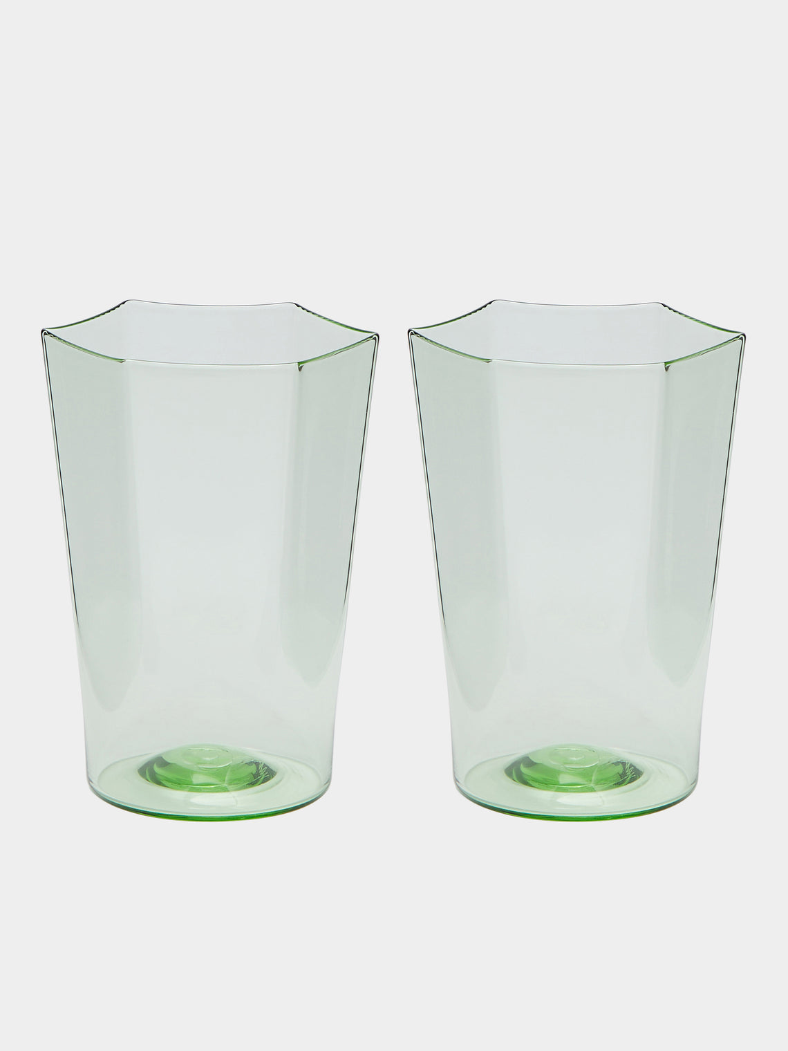 Yali Glass - Venexia Hand-Blown Murano Glass Medium Highballs (Set of 2) - Green - ABASK 