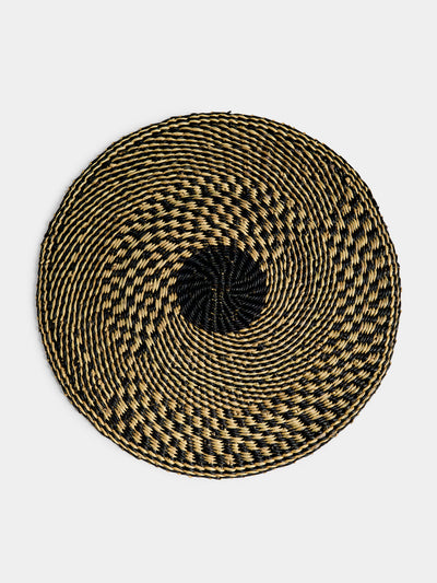 Baba Tree - Handwoven Elephant Glass Placemats (Set of 4) - Black - ABASK - 