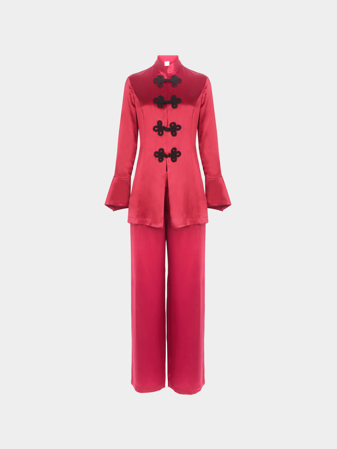 Loretta Caponi - Azalea Silk Pajama Set - Red - ABASK - 