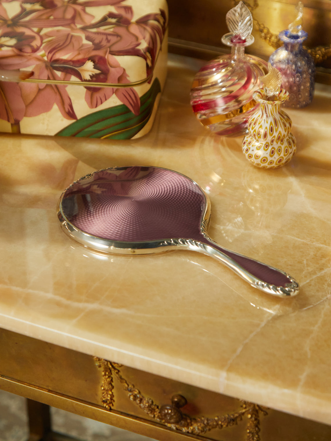 Antique and Vintage - 1920 Enamel Hand Mirror -  - ABASK