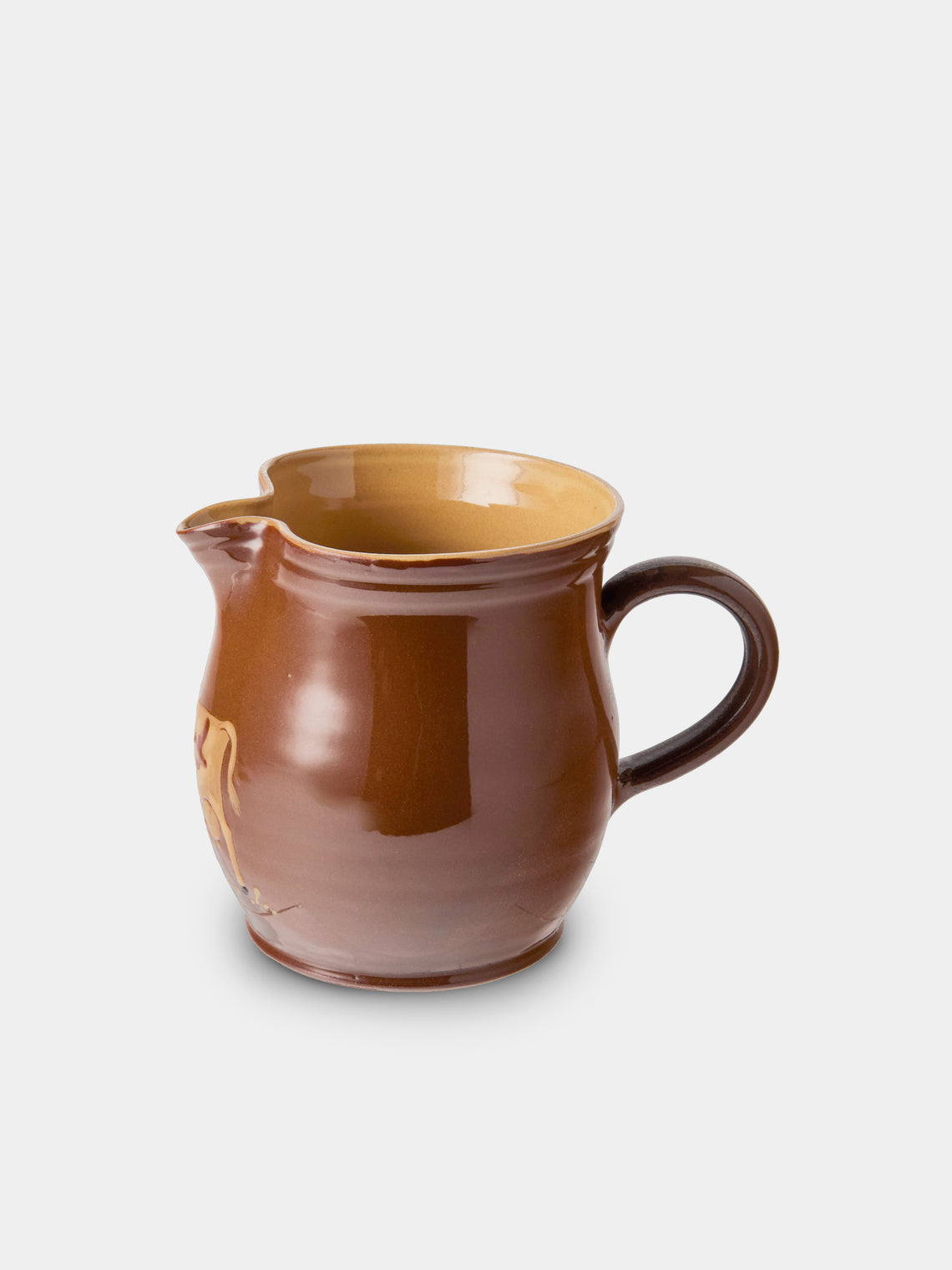 Poterie d’Évires - Cows Hand-Painted Ceramic Medium Jug - Light Brown - ABASK