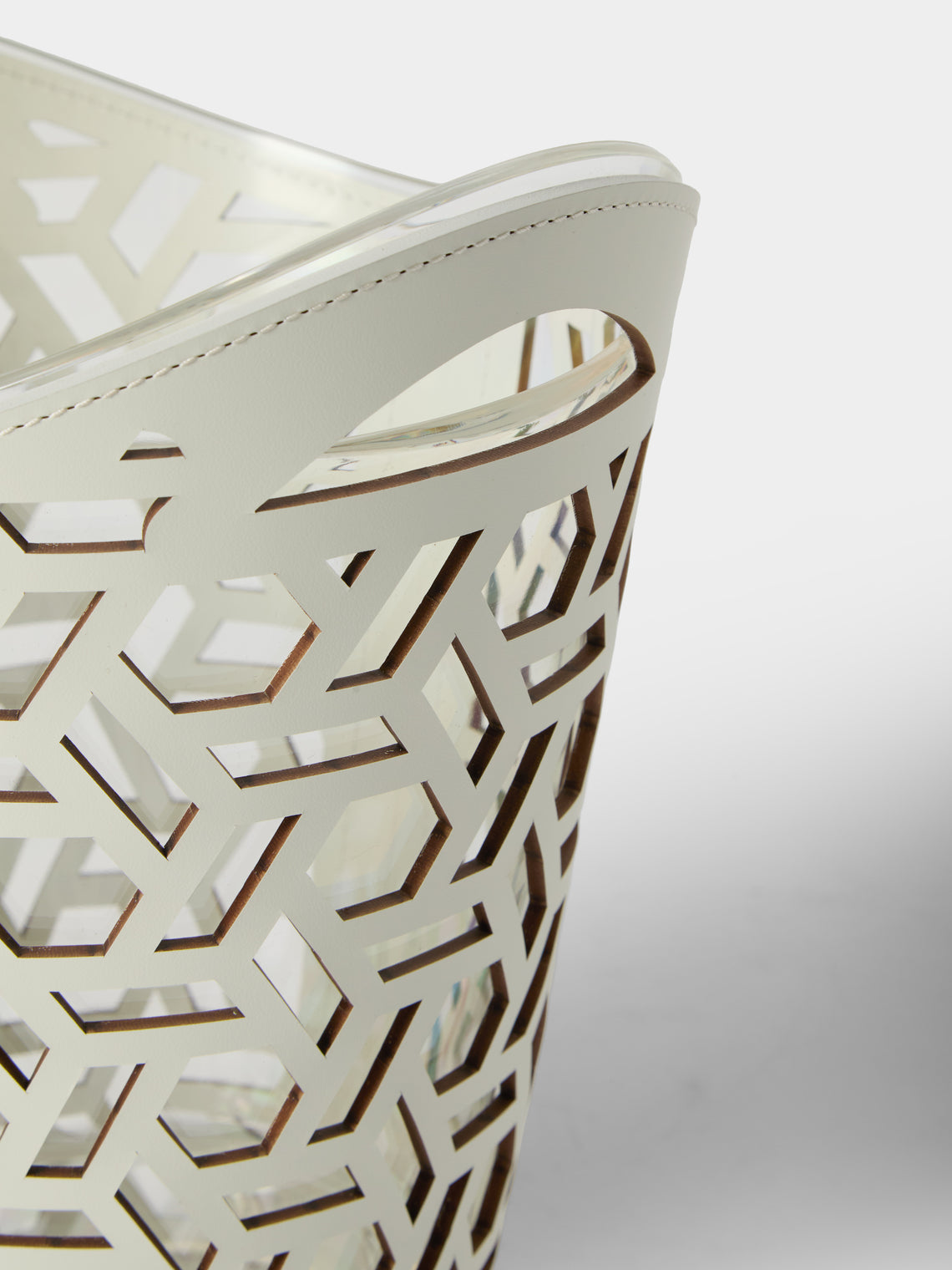 RUDI - Cortina Leather Small Champagne Bucket - White - ABASK