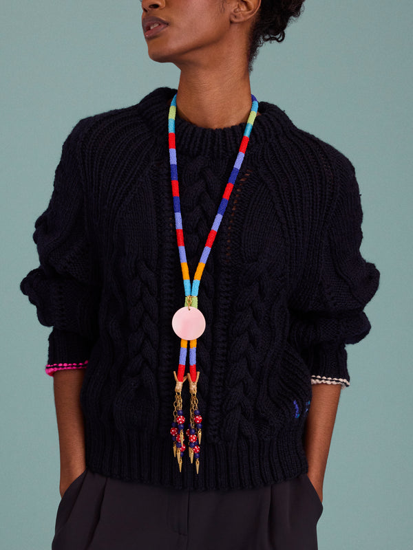 La Fetiche - Marianne Hand-Knitted Wool Sweater | Size: S - Navy - ABASK