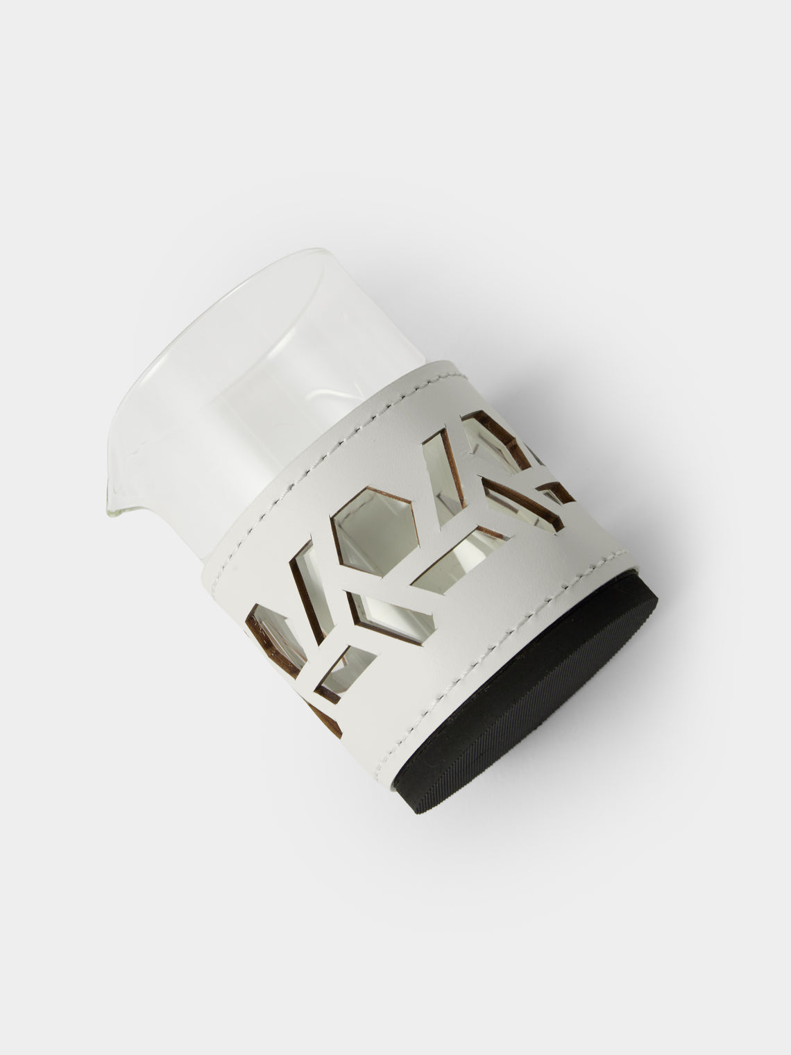 RUDI - Fiordaliso Glass and Leather Milk Jug - White - ABASK