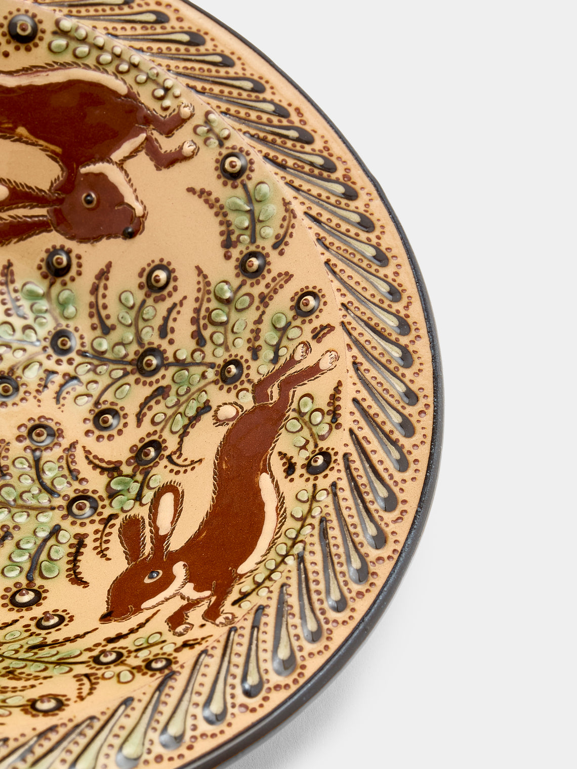 Poterie d’Évires - Rabbits Hand-Painted Ceramic Small Serving Bowl - Cream - ABASK