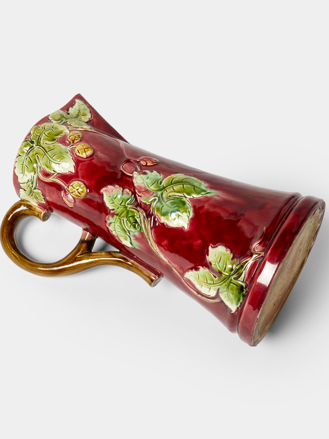 Antique and Vintage - 1950s Majolica Ceramic Jug - Red - ABASK
