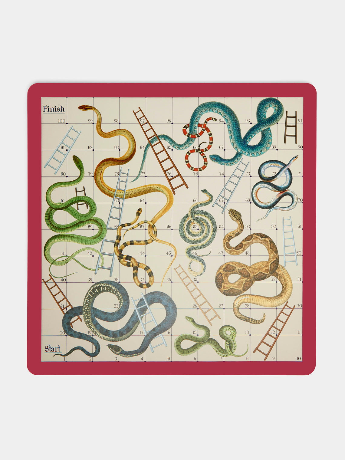 William & Son - Leather Snakes & Ladders and Ludo Games Compendium - Red - ABASK - 