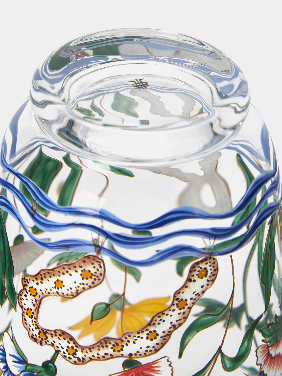 Lobmeyr - Chinese Flowers Hand-Blown Crystal Water Tumbler - Blue - ABASK