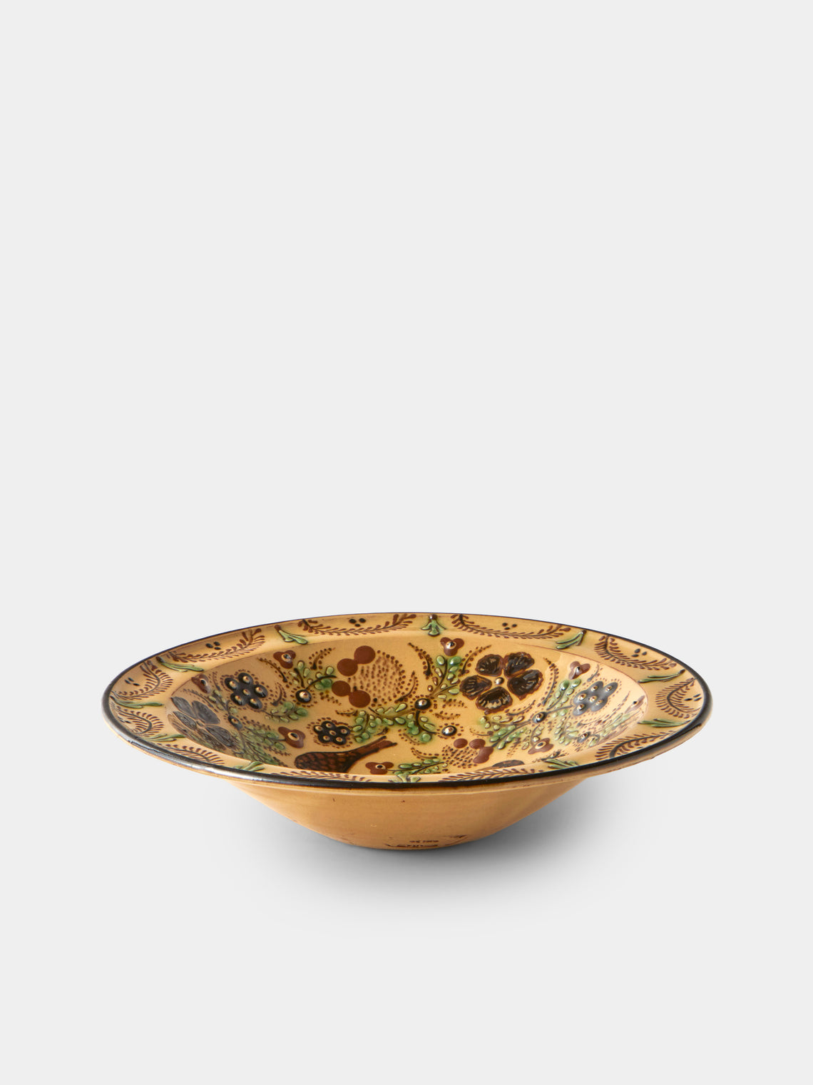 Poterie d’Évires - Birds and Flowers Hand-Painted Ceramic Small Serving Bowl - Cream - ABASK - 