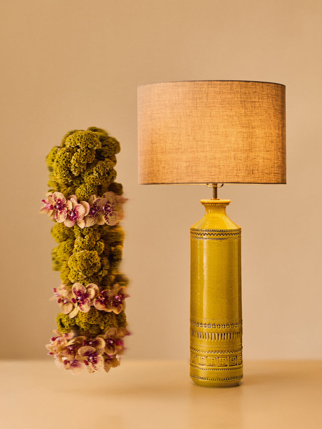 Bitossi Ceramiche - 1965 Dandelion Engraved Ceramic Table Lamp - Yellow - ABASK