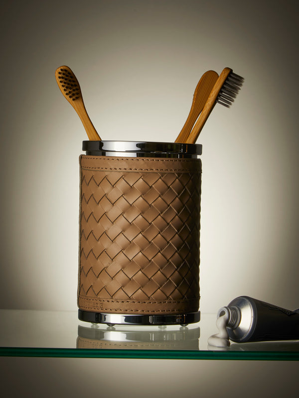 Riviere - Woven Leather Toothbrush Holder -  - ABASK