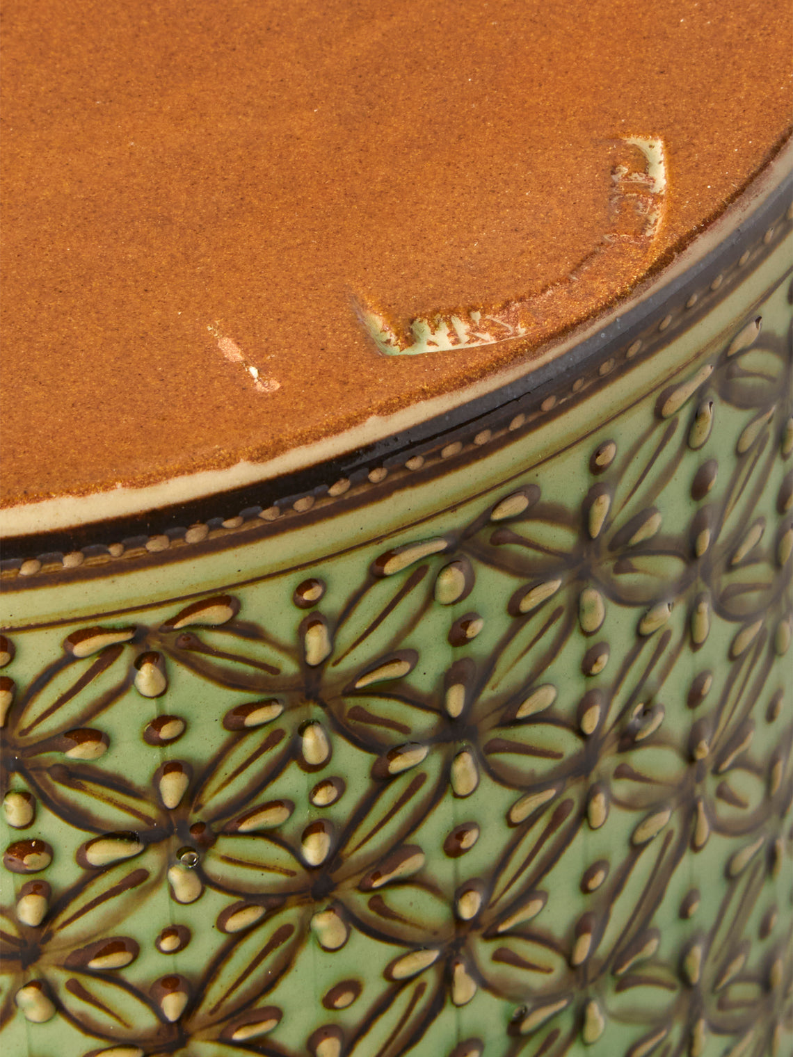 Poterie d’Évires - Geometric Hand-Painted Ceramic Lidded Pot - Green - ABASK