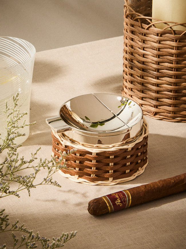 Pigment France - Toledo Leather and Rattan Ashtray - Brown - ABASK