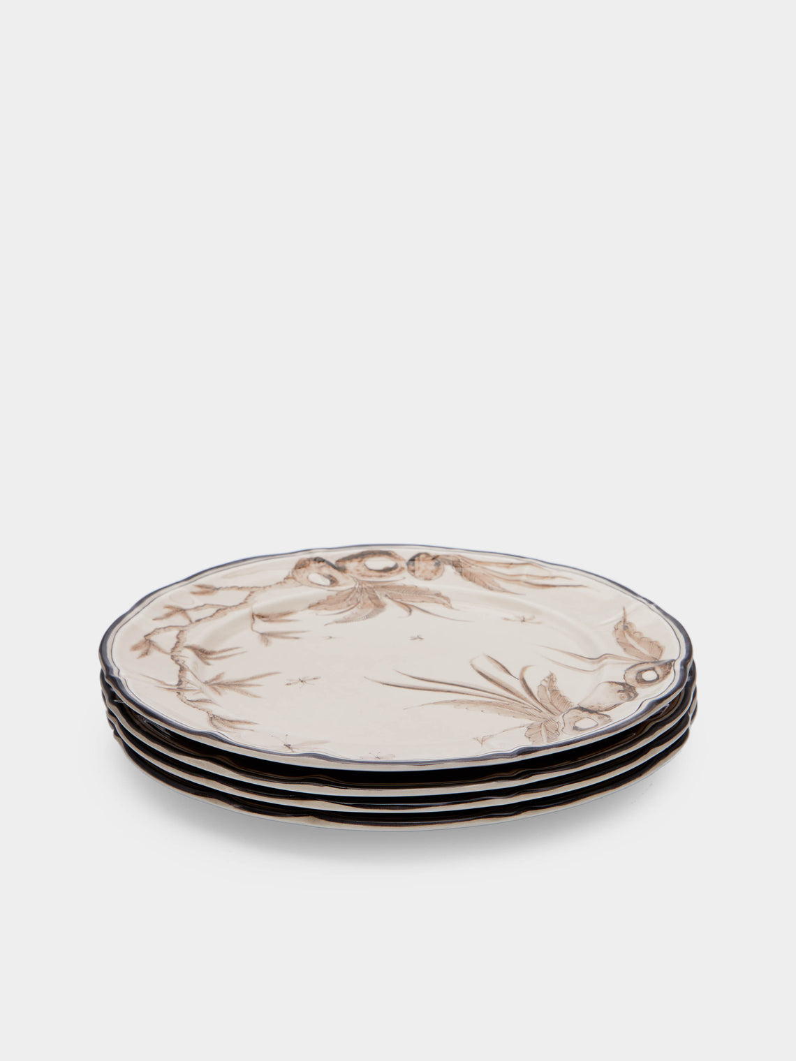 Laboratorio Paravicini - Rocaille Screen-Printed Ceramic Dinner Plates (Set of 4) -  - ABASK