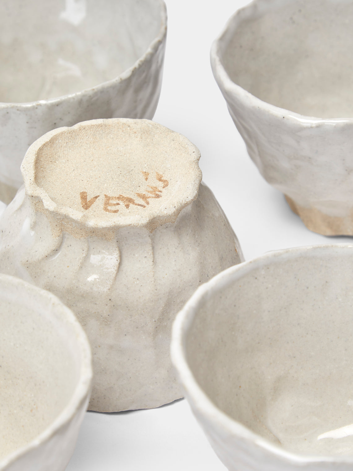 Estudio Vernís - Wood-Fired Stoneware Snack Bowls (Set of 6) - White - ABASK