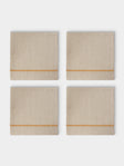 Chamois - | Set of 4 | Embroidered Linen Napkins - Beige - ABASK - 