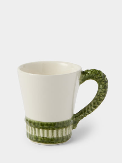 Tessalume Ceramiche - | Set of 4 | Wicker Hand-Painted Ceramic Mugs - Light Green - ABASK - 