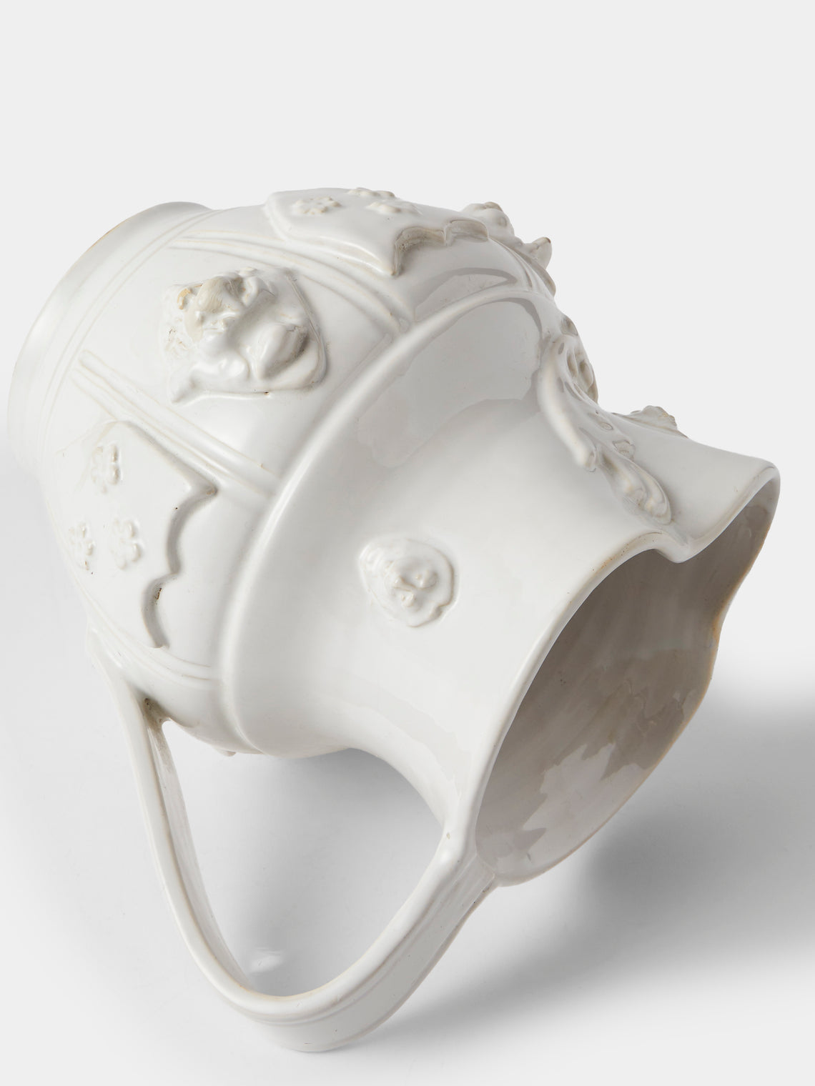 Antique and Vintage - 1940s Émile Tessier Ceramic Faces Vase (10in/25.5cm) - White - ABASK