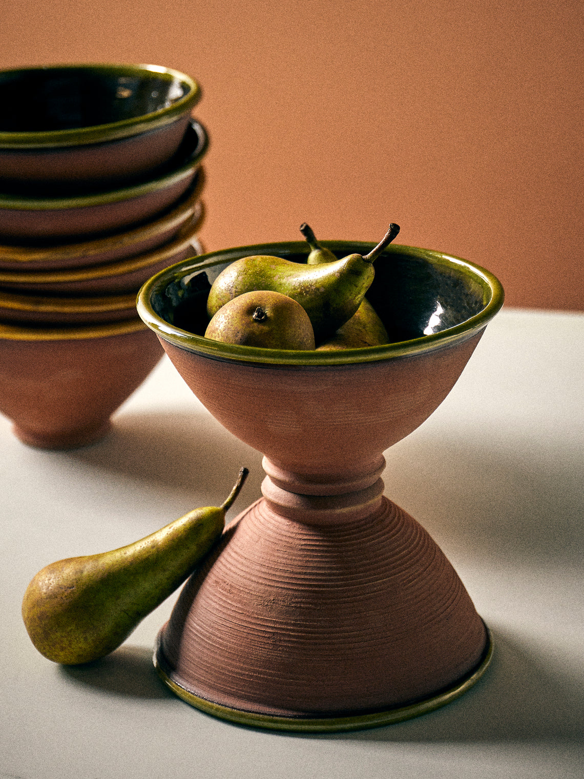 Neville Tatham - Slipware Ribbed Bowls (Set of 4) - Brown - ABASK