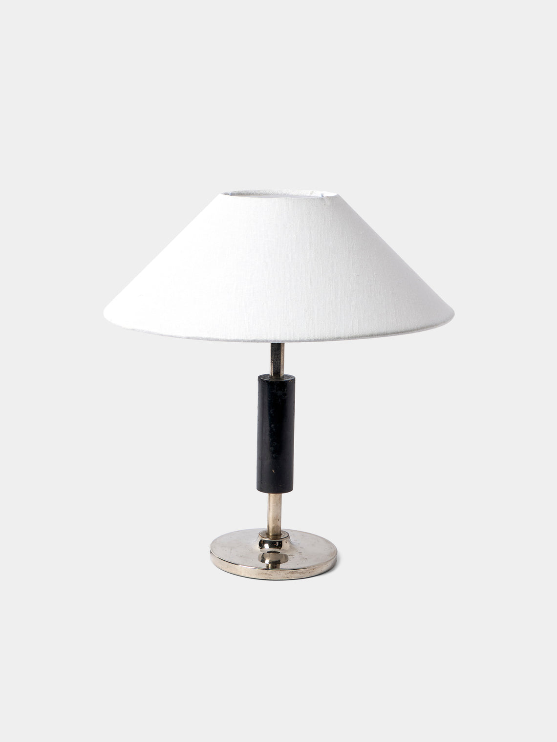 Antique and Vintage - 1930s Swedish Nickel and Ebony Table Lamp - Silver - ABASK - 