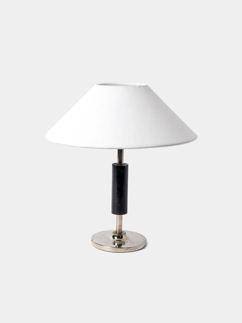 Antique and Vintage - 1930s Swedish Nickel and Ebony Table Lamp - Silver - ABASK - 