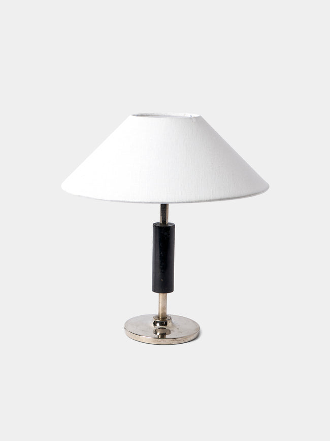 Antique and Vintage - 1930s Swedish Nickel and Ebony Table Lamp - Silver - ABASK - 