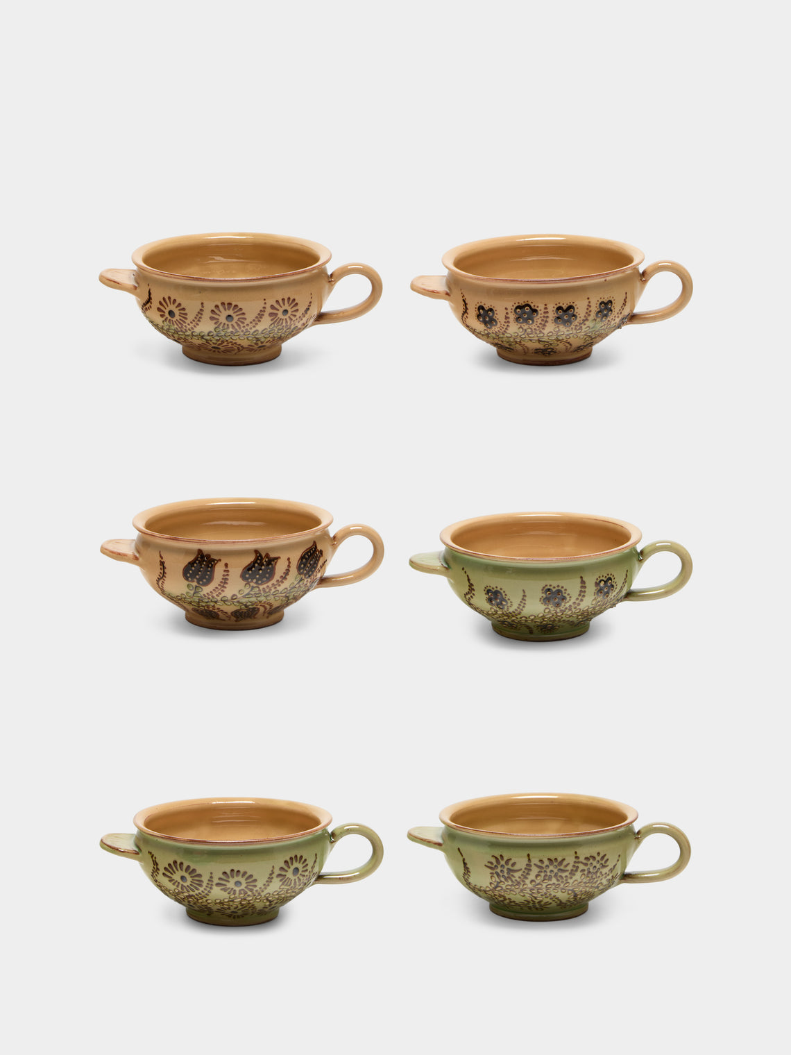Poterie d’Évires - Flowers Hand-Painted Ceramic Mini Soup Bowls (Set of 6) - Multiple - ABASK - 
