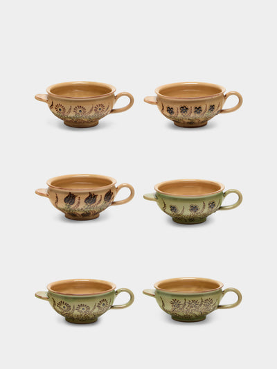 Poterie d’Évires - Flowers Hand-Painted Ceramic Mini Soup Bowls (Set of 6) - Multiple - ABASK - 