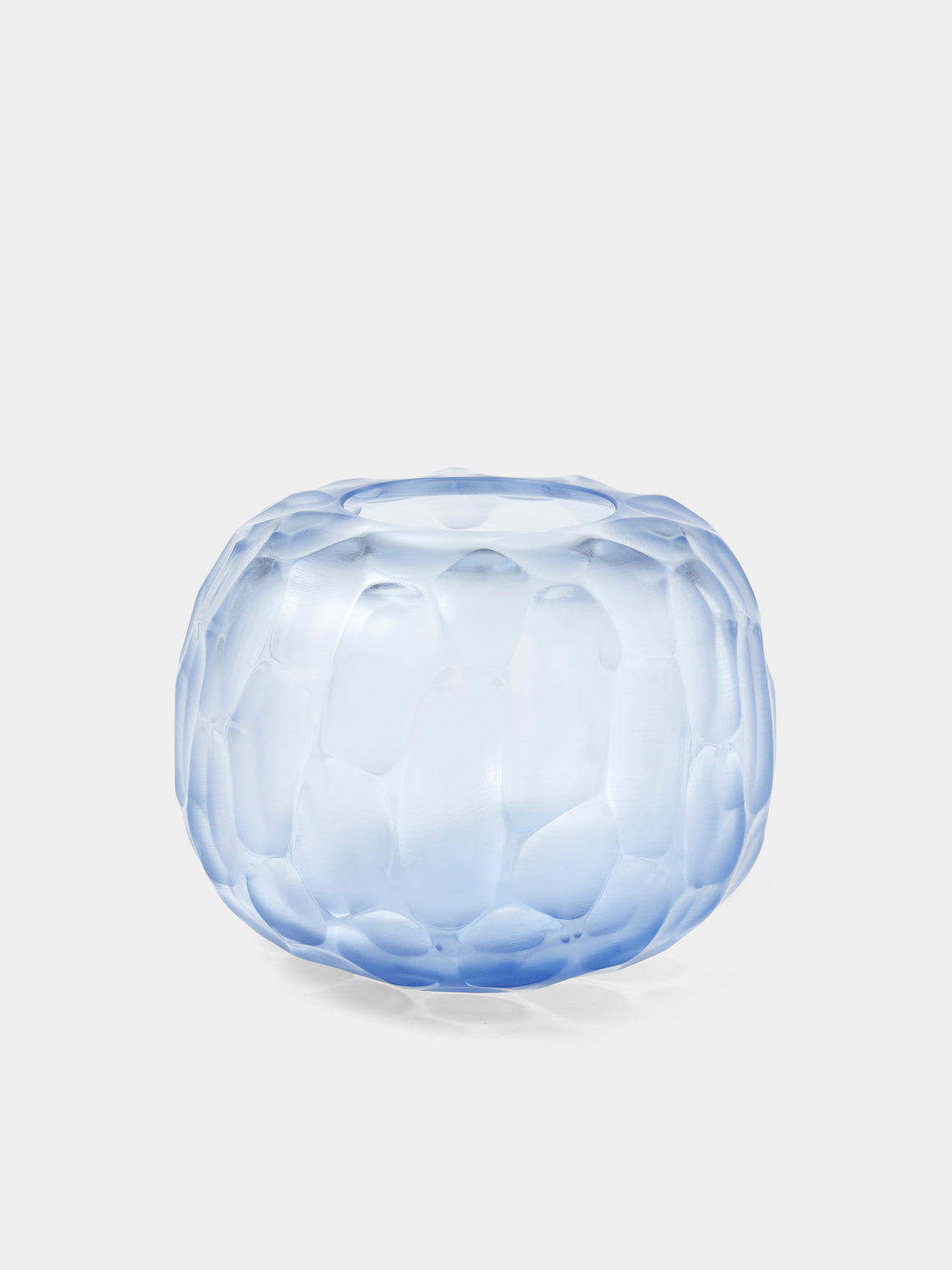 Micheluzzi Glass - Riccio Bluino Bamboo Hand-Blown Murano Glass Vase (6.5in/17cm) - Blue - ABASK - 