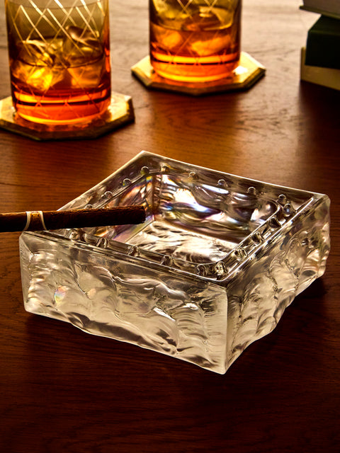 Antique and Vintage - Mid-Century Murano Glass Ashtray - Clear - ABASK