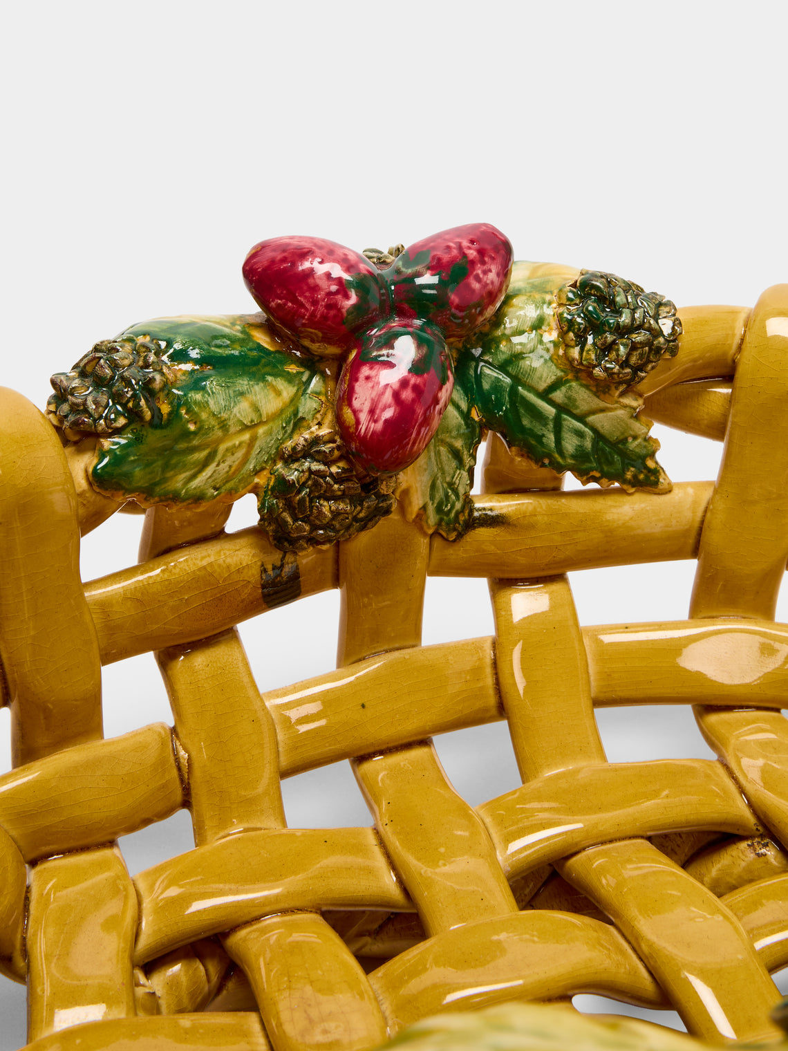 Antique and Vintage - 1960s Vallauris Majolica Ceramic Fruit Bowl - Yellow - ABASK