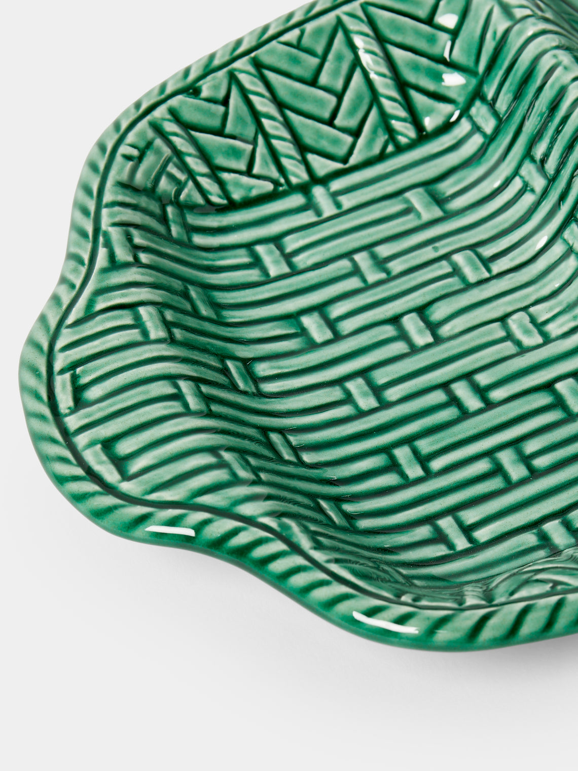 Verdolini - Palizzata Hand-Painted Ceramic Triple Appetizer Dish - Green - ABASK