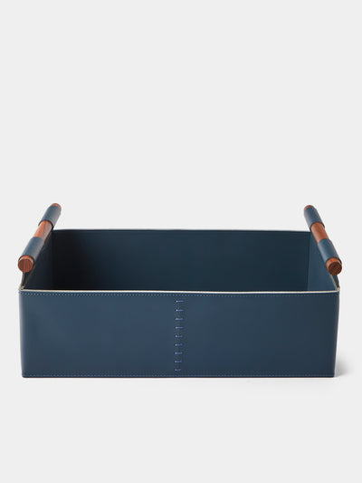 Rabitti 1969 - Beta Leather Rectangular Low Basket - Blue - ABASK - 