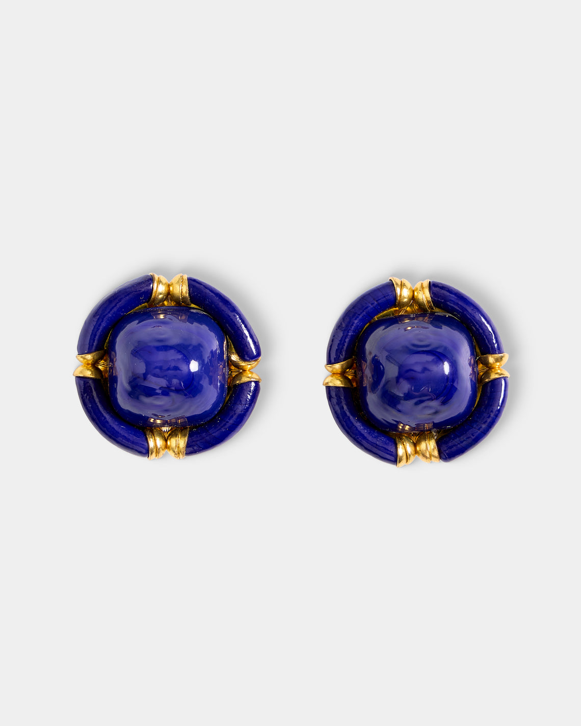 Mahnaz Collection - Women's Vintage 1960s Archimede Seguso Italian Yellow Gold, Murano Glass and Rhinestone Clip-On Earrings - Gold - ABASK - 